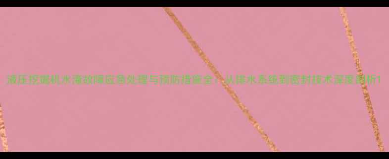 图片 液压挖掘机水淹故障应急处理与预防措施全：从排水系统到密封技术深度剖析1