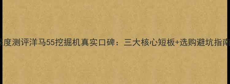 图片 深度测评洋马55挖掘机真实口碑：三大核心短板+选购避坑指南2