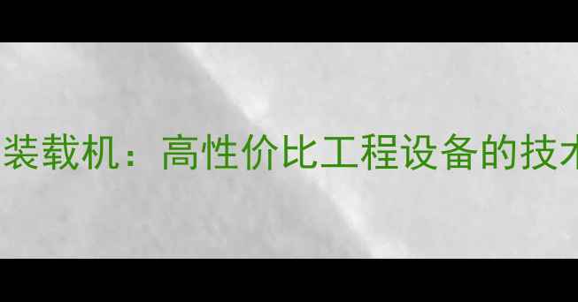 图片 深度荣威932小型装载机：高性价比工程设备的技术突破与市场应用