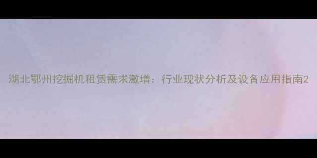 图片 湖北鄂州挖掘机租赁需求激增：行业现状分析及设备应用指南2