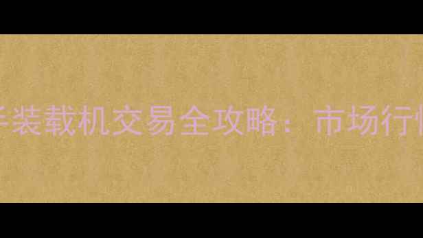 烟台50型二手装载机交易全攻略市场行情与选购指南