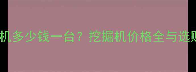 现代挖机多少钱一台挖掘机价格全与选购指南