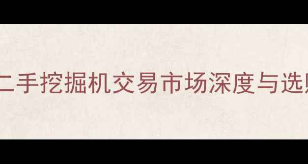 甘肃省二手挖掘机交易市场深度与选购指南