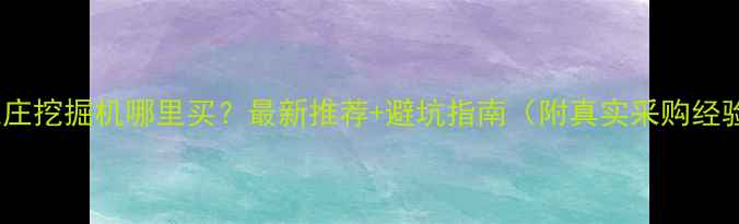 石家庄挖掘机哪里买最新推荐避坑指南附真实采购经验