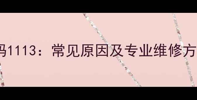 神钢挖掘机故障代码1113常见原因及专业维修方案附诊断步骤
