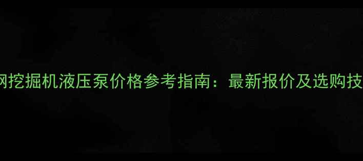 神钢挖掘机液压泵价格参考指南最新报价及选购技巧