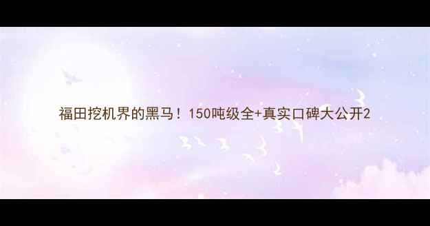 图片 福田挖机界的黑马！150吨级全+真实口碑大公开2