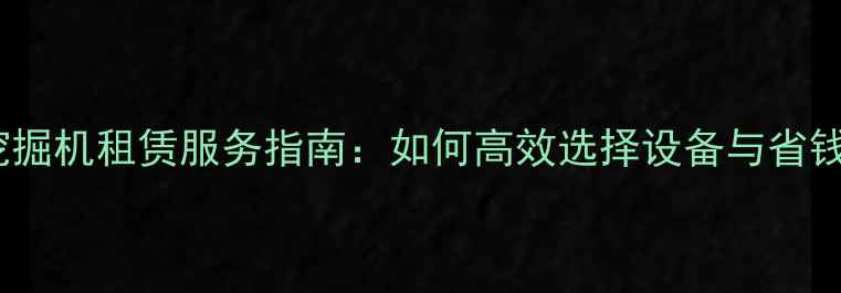 图片 肇庆挖掘机租赁服务指南：如何高效选择设备与省钱技巧2