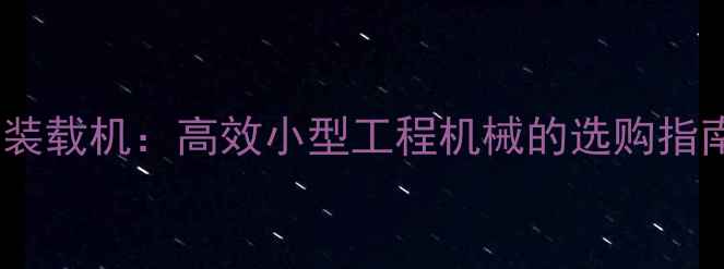 图片 莱州微型铲车装载机：高效小型工程机械的选购指南与行业应用2