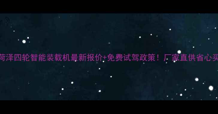 菏泽四轮智能装载机最新报价免费试驾政策厂家直供省心买
