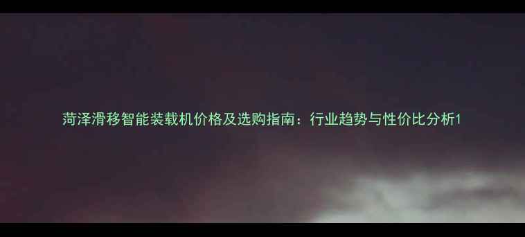 图片 菏泽滑移智能装载机价格及选购指南：行业趋势与性价比分析1