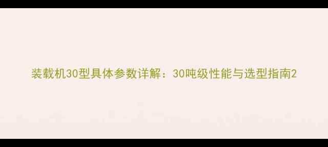 图片 装载机30型具体参数详解：30吨级性能与选型指南2