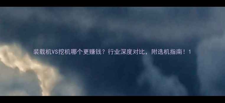 图片 装载机VS挖机哪个更赚钱？行业深度对比，附选机指南！1