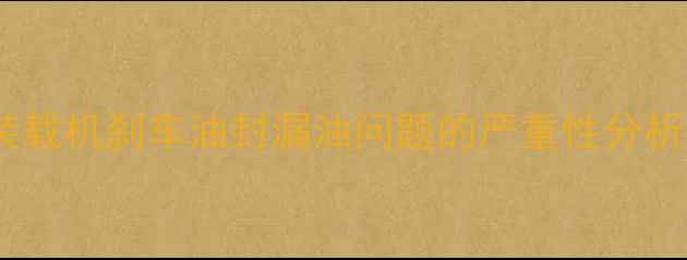 装载机刹车油封漏油问题的严重性分析