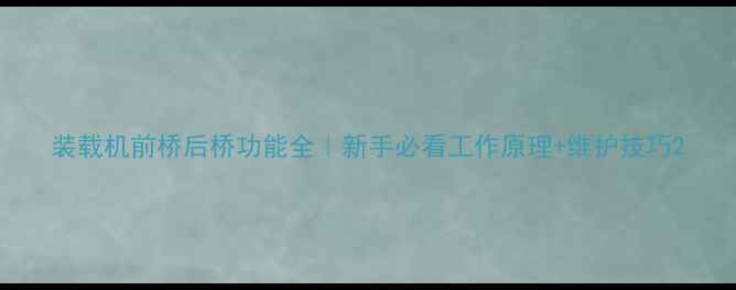 装载机前桥后桥功能全新手必看工作原理维护技巧