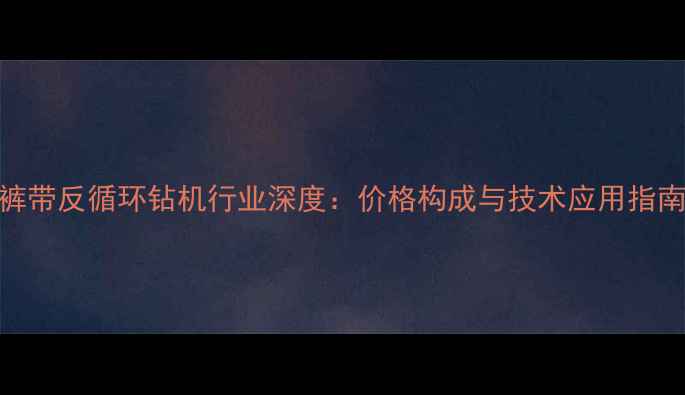 裤带反循环钻机行业深度价格构成与技术应用指南