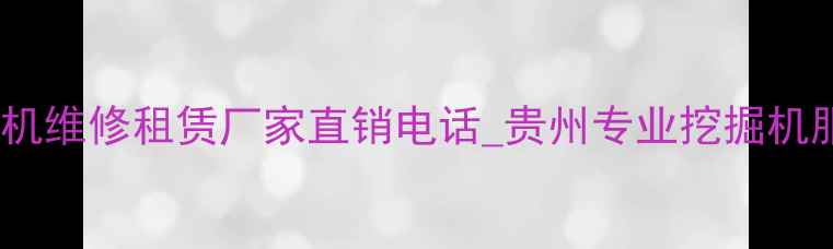 贵阳挖掘机维修租赁厂家直销电话贵州专业挖掘机服务指南