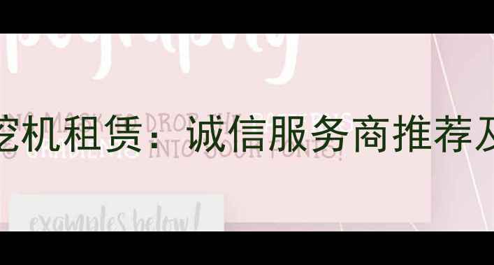 图片 遂宁工程急招挖机租赁：诚信服务商推荐及操作规范指南