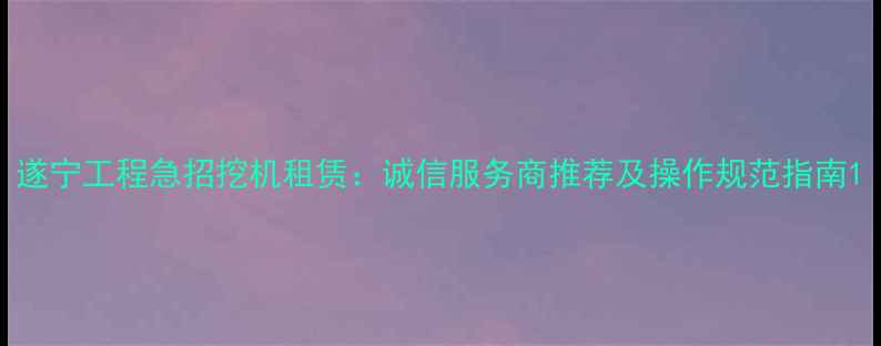 图片 遂宁工程急招挖机租赁：诚信服务商推荐及操作规范指南1