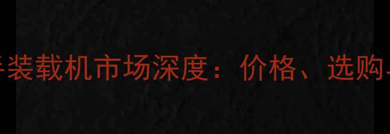 图片 郴州桂阳二手装载机市场深度：价格、选购与保养全指南