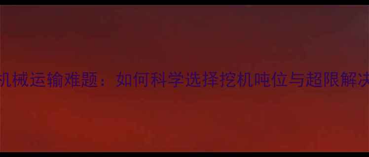 图片 重型机械运输难题：如何科学选择挖机吨位与超限解决方案