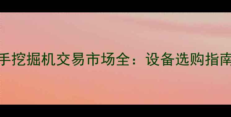 图片 重庆龙城二手挖掘机交易市场全：设备选购指南与行业趋势