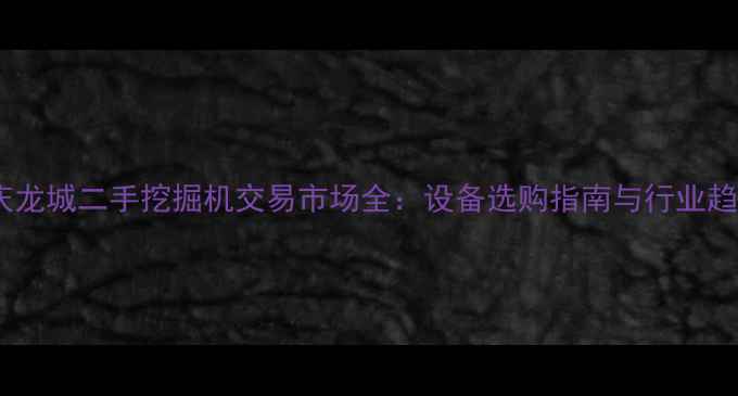 重庆龙城二手挖掘机交易市场全设备选购指南与行业趋势