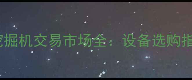 图片 重庆龙城二手挖掘机交易市场全：设备选购指南与行业趋势2