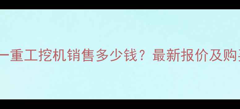 图片 银川三一重工挖机销售多少钱？最新报价及购买指南1