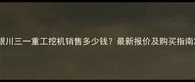 银川三一重工挖机销售多少钱最新报价及购买指南