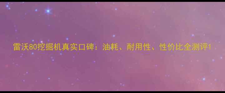 图片 雷沃80挖掘机真实口碑：油耗、耐用性、性价比全测评1