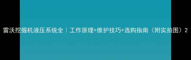 图片 雷沃挖掘机液压系统全｜工作原理+维护技巧+选购指南（附实拍图）2