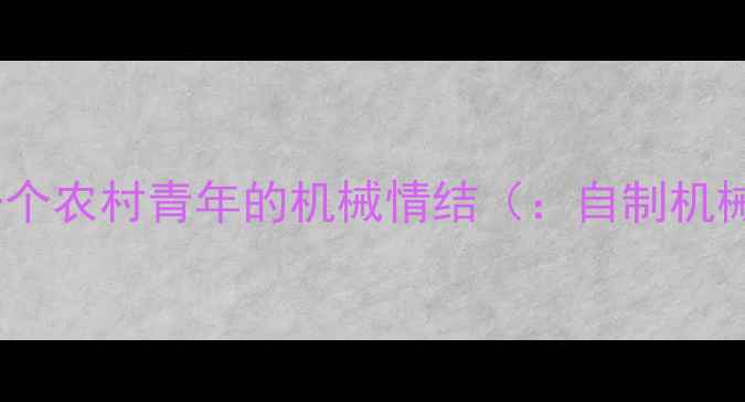 图片 项目背景：一个农村青年的机械情结（：自制机械农村创业）2