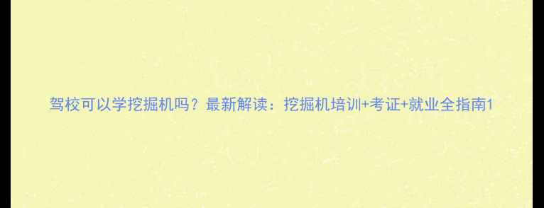图片 驾校可以学挖掘机吗？最新解读：挖掘机培训+考证+就业全指南1