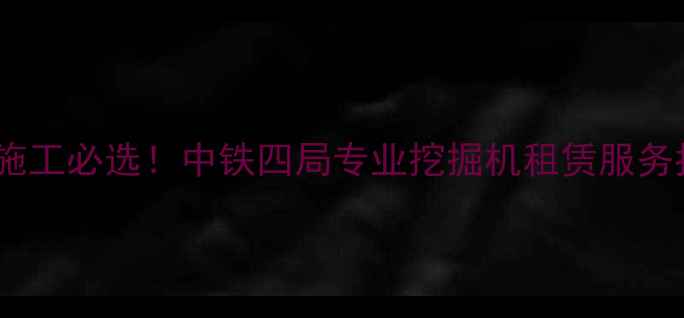 高效施工必选中铁四局专业挖掘机租赁服务指南
