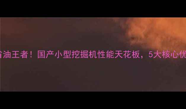 高效省油王者国产小型挖掘机性能天花板5大核心优势