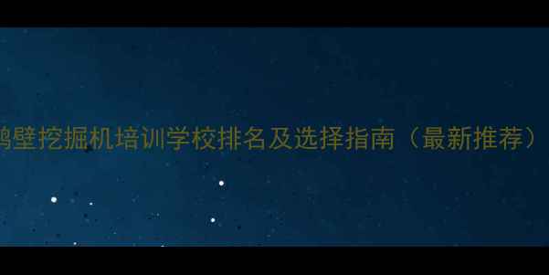 图片 鹤壁挖掘机培训学校排名及选择指南（最新推荐）1