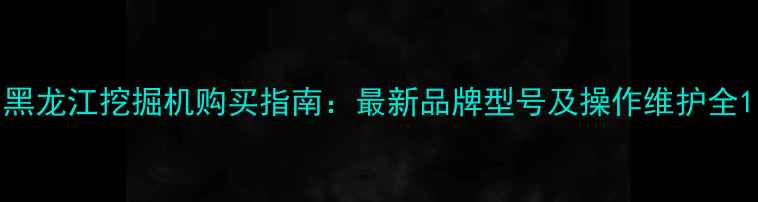 黑龙江挖掘机购买指南最新品牌型号及操作维护全
