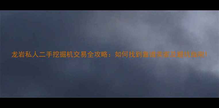 图片 龙岩私人二手挖掘机交易全攻略：如何找到靠谱卖家及避坑指南1