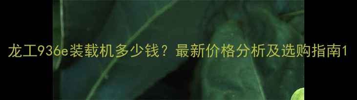 龙工936e装载机多少钱最新价格分析及选购指南