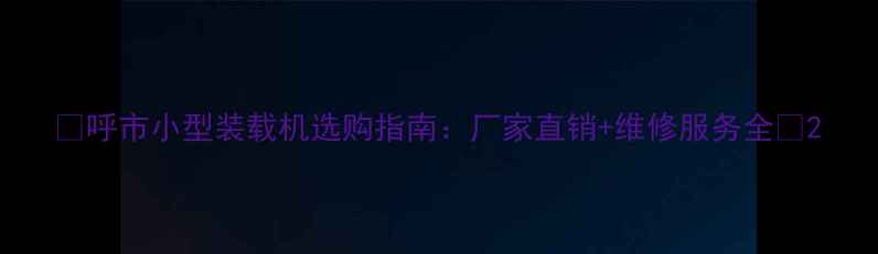 图片 🌟呼市小型装载机选购指南：厂家直销+维修服务全🔧2