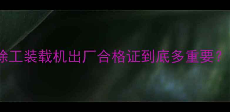 图片 🌟徐工装载机出厂合格证到底多重要？🌟1