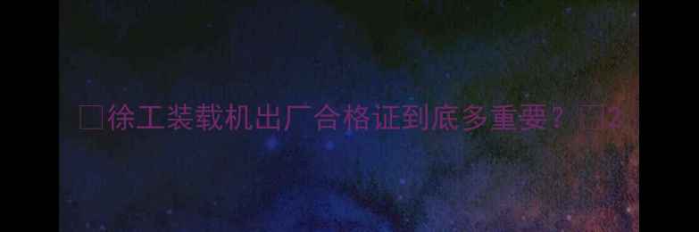 徐工装载机出厂合格证到底多重要