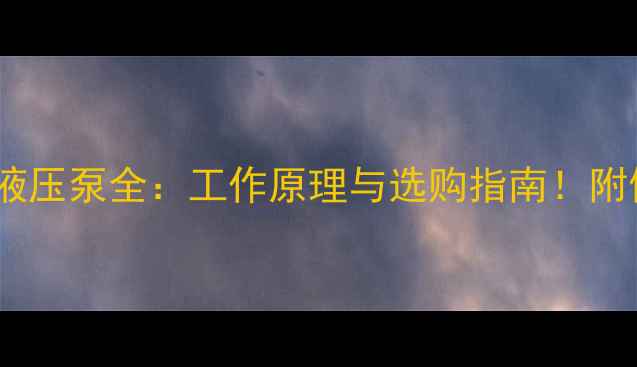 犀牛挖掘机液压泵全工作原理与选购指南附使用注意事项