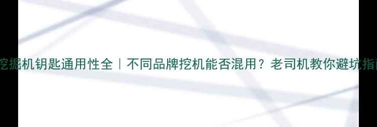 图片 💡挖掘机钥匙通用性全｜不同品牌挖机能否混用？老司机教你避坑指南1