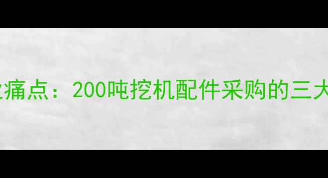 图片 💡行业痛点：200吨挖机配件采购的三大迷思2