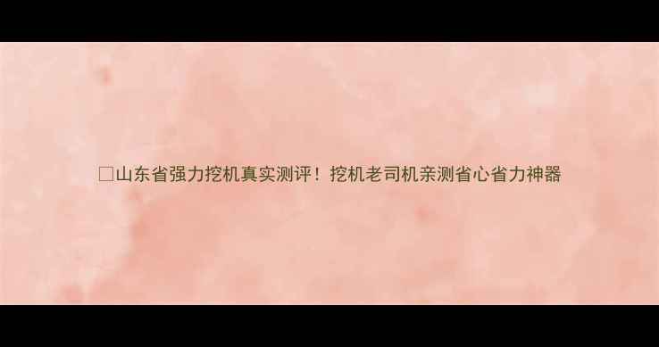 图片 💥山东省强力挖机真实测评！挖机老司机亲测省心省力神器