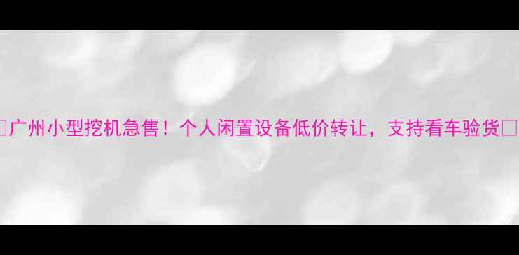 图片 💥广州小型挖机急售！个人闲置设备低价转让，支持看车验货💥1