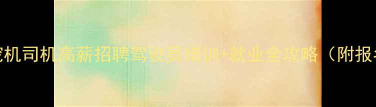 图片 💪临汾挖机司机高薪招聘驾驶员培训+就业全攻略（附报名入口）