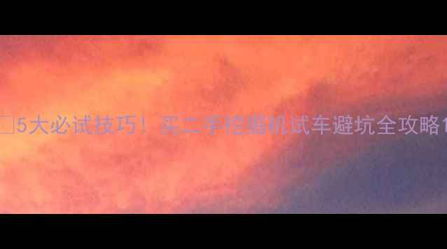 图片 💰5大必试技巧！买二手挖掘机试车避坑全攻略1